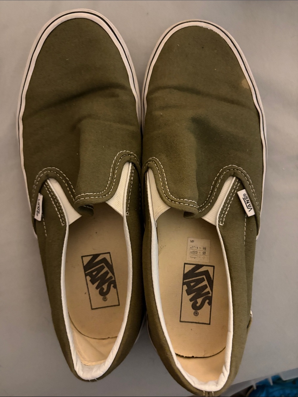 Vans Olive Green Slip-On Canvas Sneakers